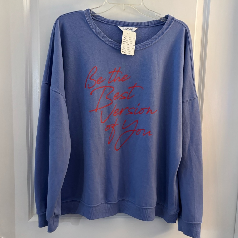 Nine West Purple Graphic Crewneck Sweater - "Be the Best Version of You" Sz 2XL